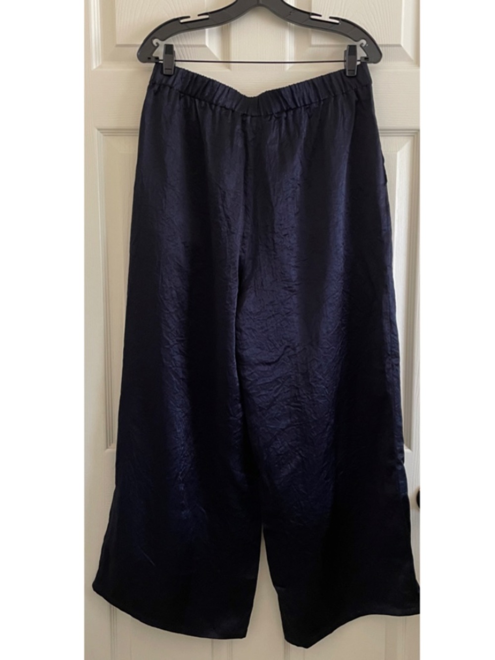 Eileen Fisher Navy Wide-Leg Silk-Blend Pants - Picture 8 of 11